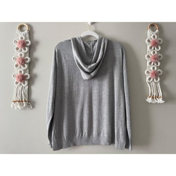 Rachel Zoe Gray Pullover Sweater Size Large VACAY Hooded Cashmere Blend - Picture 3 of 8